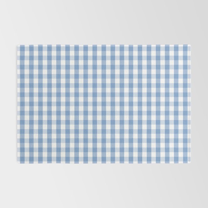 Classic Pale Blue Pastel Gingham Check Rug Gallery Image 2
