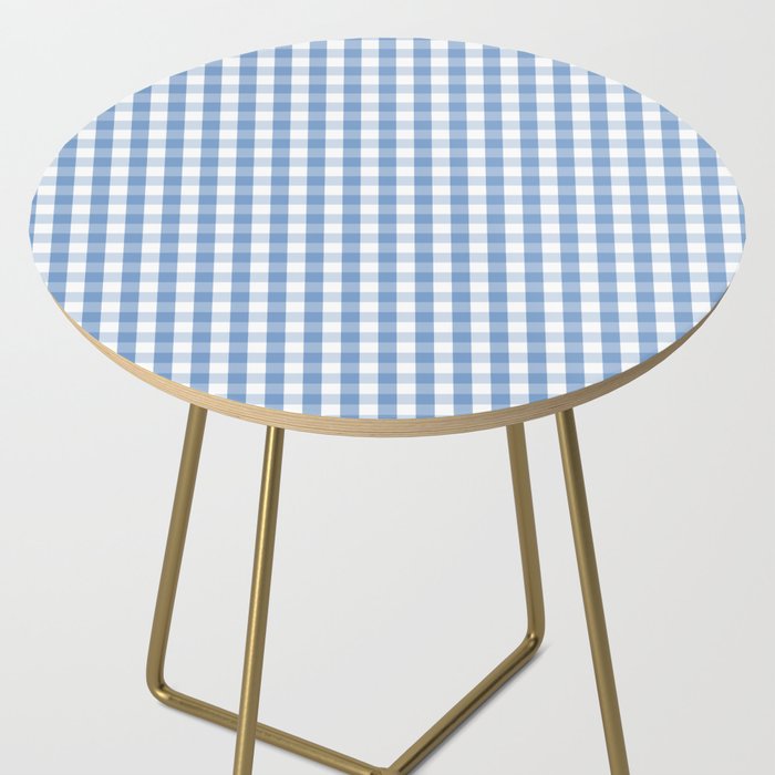 Classic Pale Blue Pastel Gingham Check Side Table Gallery Image 2