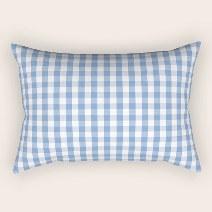 Classic Pale Blue Pastel Gingham Check Rectangular Pillow Gallery Image 2