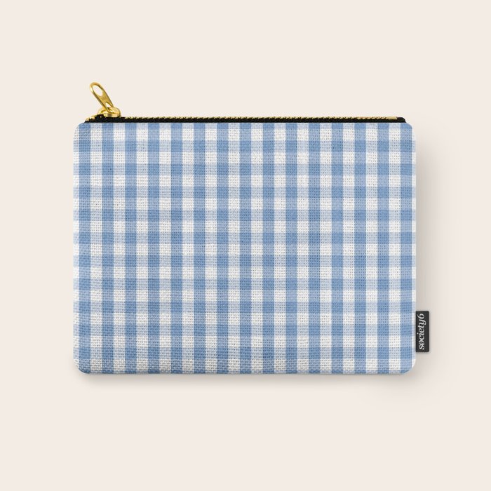 Classic Pale Blue Pastel Gingham Check Carry All Pouch Gallery Image 1