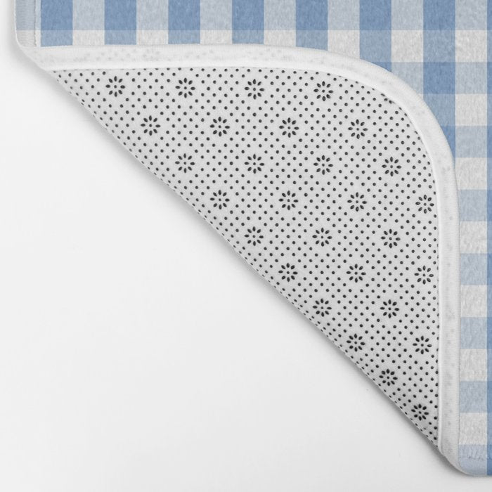 Classic Pale Blue Pastel Gingham Check Bath Mat Gallery Image 2