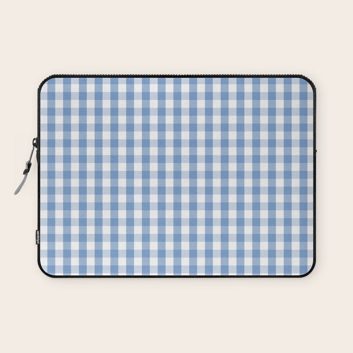 Classic Pale Blue Pastel Gingham Check Laptop Sleeve Gallery Image 1