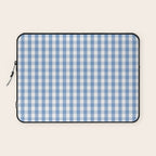 Classic Pale Blue Pastel Gingham Check Laptop Sleeve Gallery Image 1