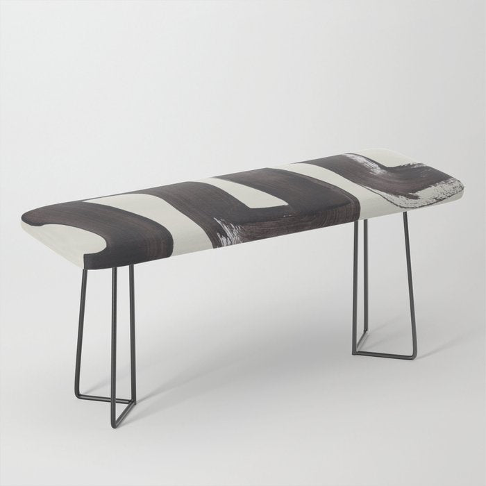 Black & White Minimalist Abstract Shapes Patterns Black Ink Painting Bench Gallery Image 1