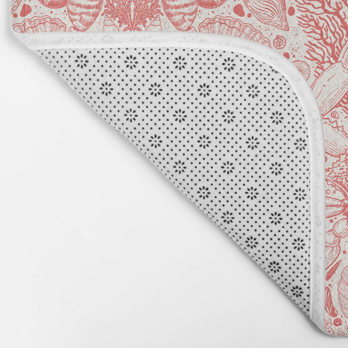 Beach treasures in coral red  Bath Mat Gallery Image 2