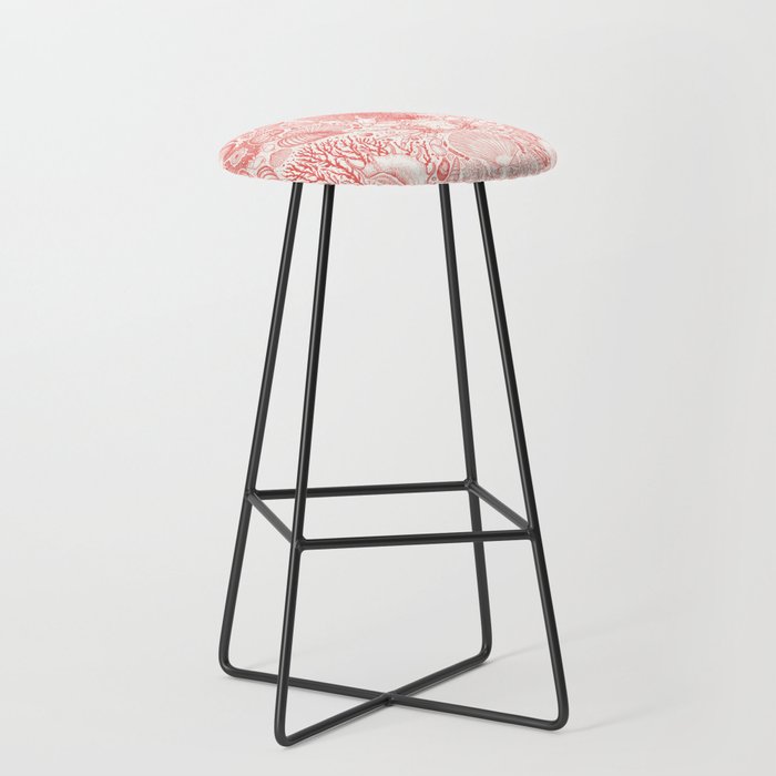 Beach treasures in coral red  Stool Gallery Image 1