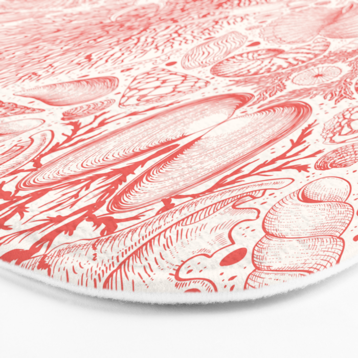 Beach treasures in coral red  Bath Mat Gallery Image 3