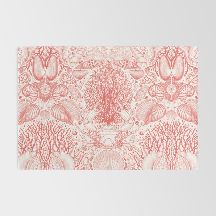 Beach treasures in coral red  Rug Gallery Image 2