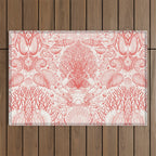 Beach treasures in coral red  Outdoor Rug Gallery Image 1