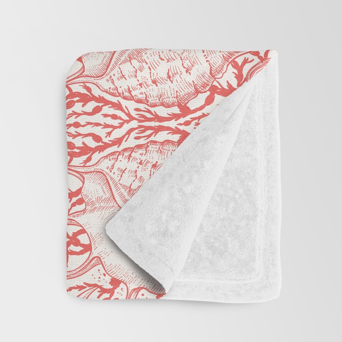 Beach treasures in coral red  Throw Blanket Gallery Image 3