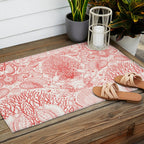 Beach treasures in coral red  Outdoor Rug Gallery Image 2