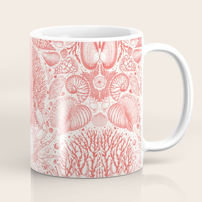 Beach treasures in coral red  Coffee Mug Gallery Image 1