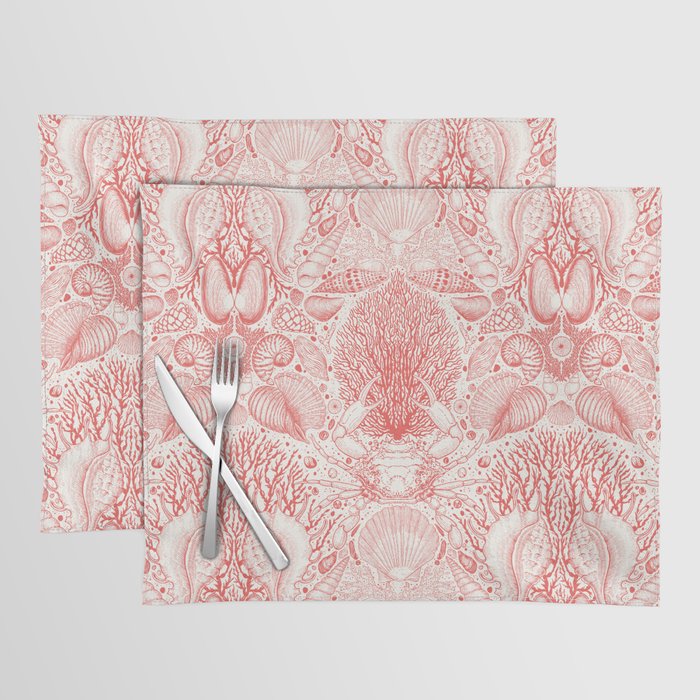 Beach treasures in coral red  Placemat Gallery Image 1