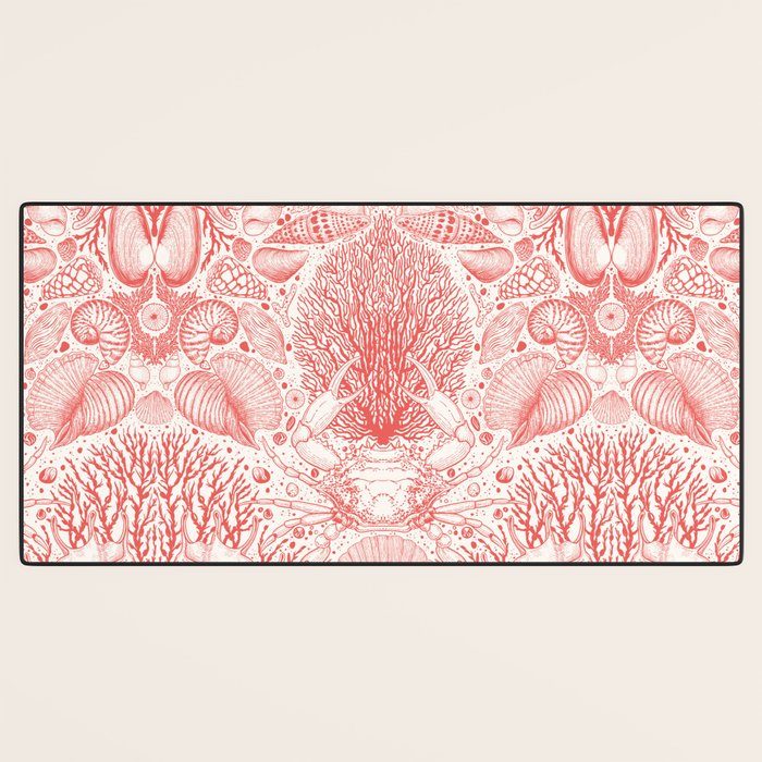 Beach treasures in coral red  Desk Mat Gallery Image 3