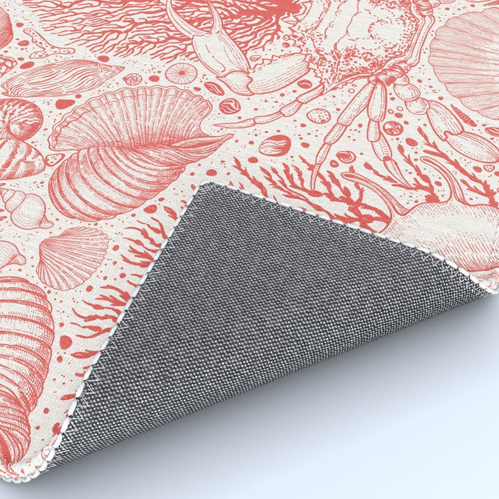 Beach treasures in coral red  Rug Gallery Image 4