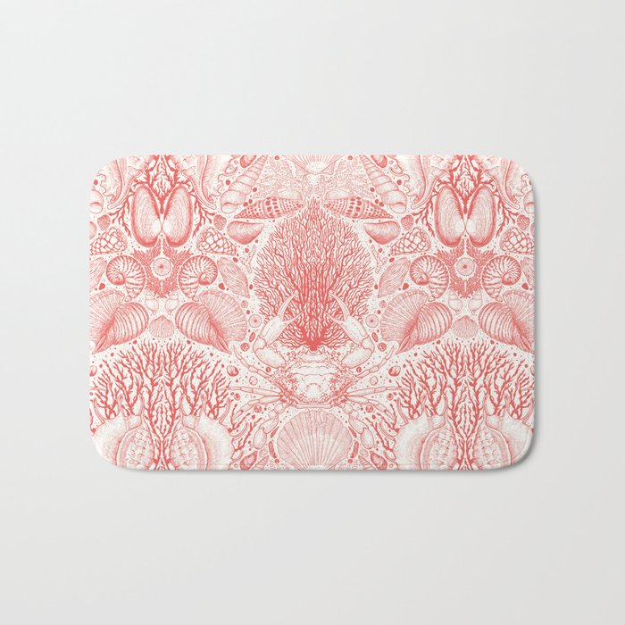Beach treasures in coral red  Bath Mat Gallery Image 1