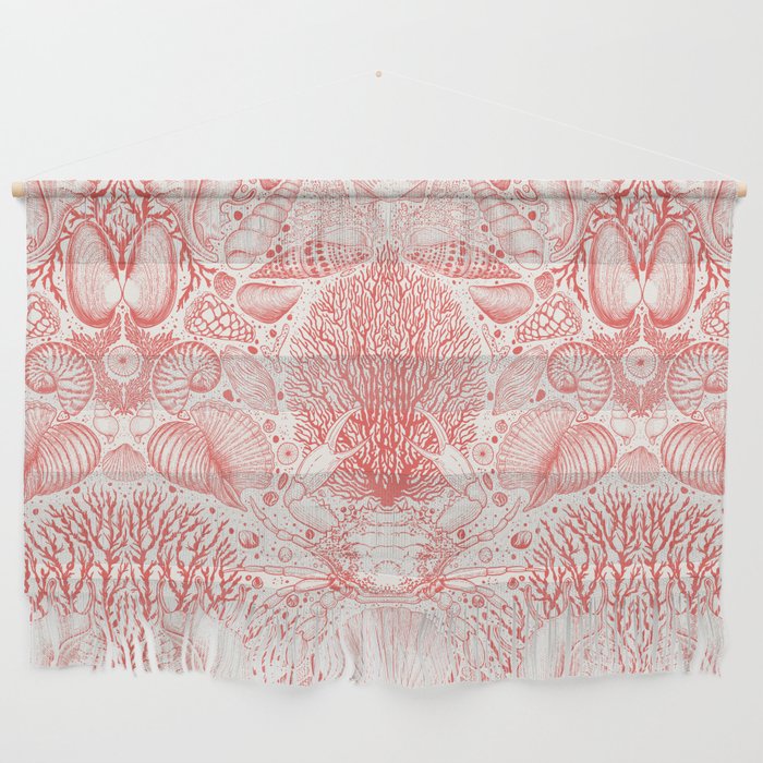 Beach treasures in coral red  Wall Hanging Gallery Image 1