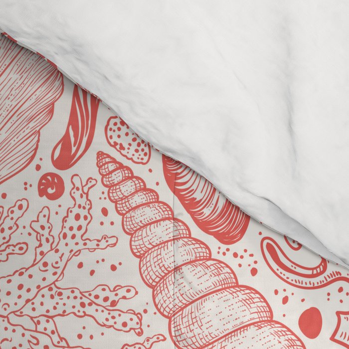 Beach treasures in coral red  Comforter Gallery Image 4