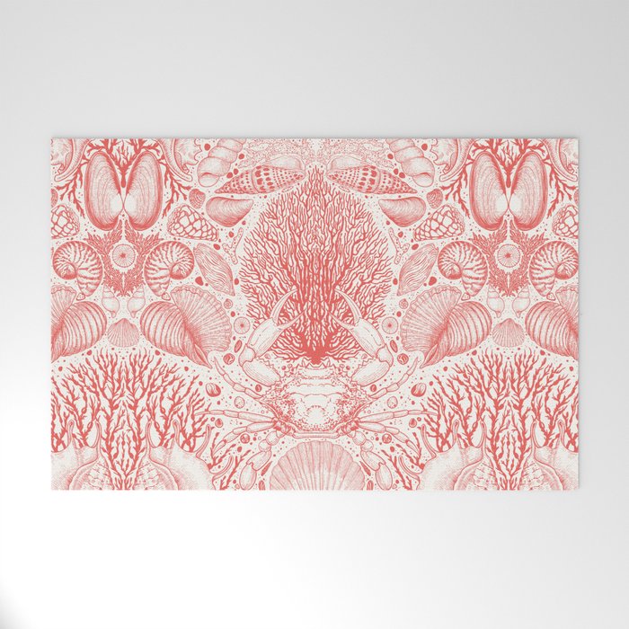 Beach treasures in coral red  Welcome Mat Gallery Image 1