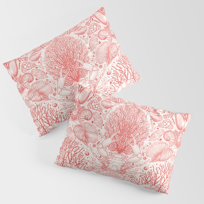 Beach treasures in coral red  Pillow Sham Gallery Image 3