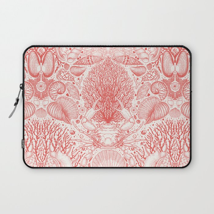 Beach treasures in coral red  Laptop Sleeve Gallery Image 1