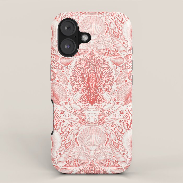 Beach treasures in coral red  iPhone Case Gallery Image 1