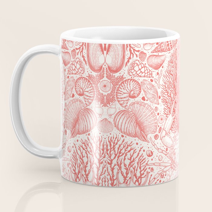 Beach treasures in coral red  Coffee Mug Gallery Image 3