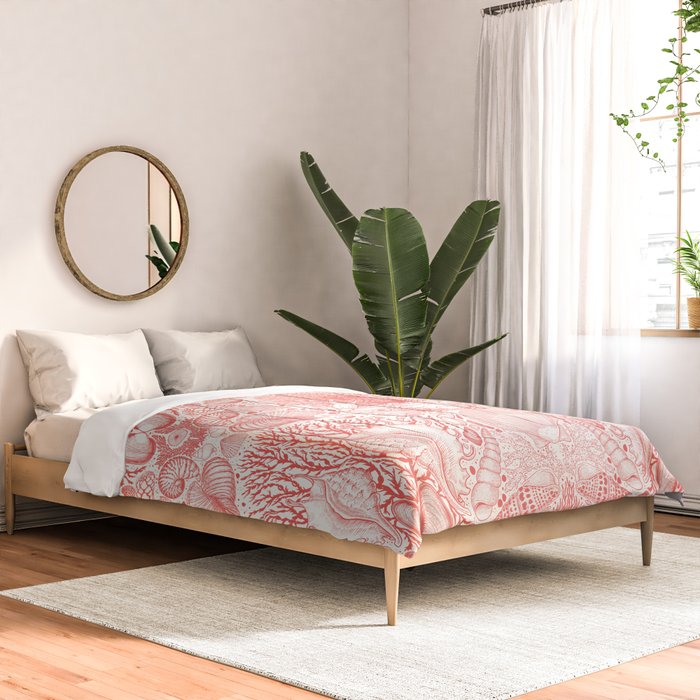 Beach treasures in coral red  Comforter Gallery Image 2