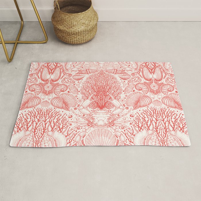 Beach treasures in coral red  Rug Gallery Image 1
