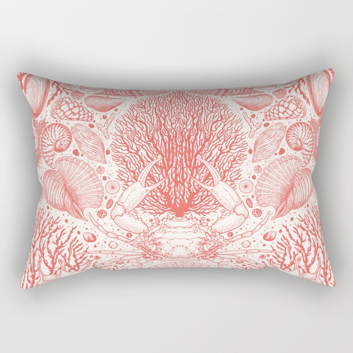 Beach treasures in coral red  Rectangular Pillow Gallery Image 2