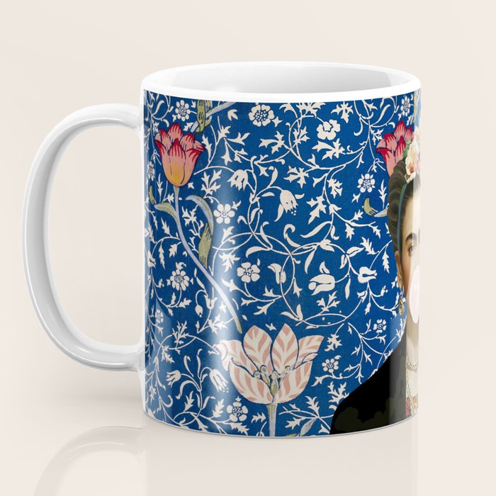 Woman  Blowing a pink Bubble gum with vintage Medway tapestry Coffee Mug Gallery Image 3