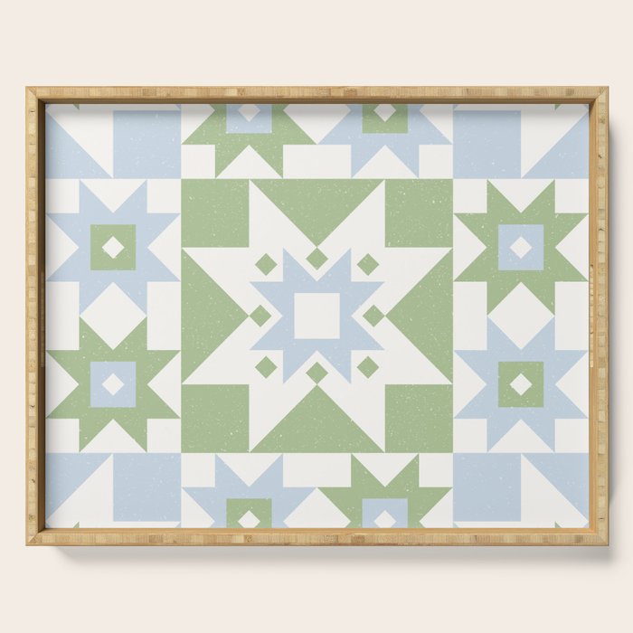 Quilt Shapes - Green and Blue Serving Tray Gallery Image 1