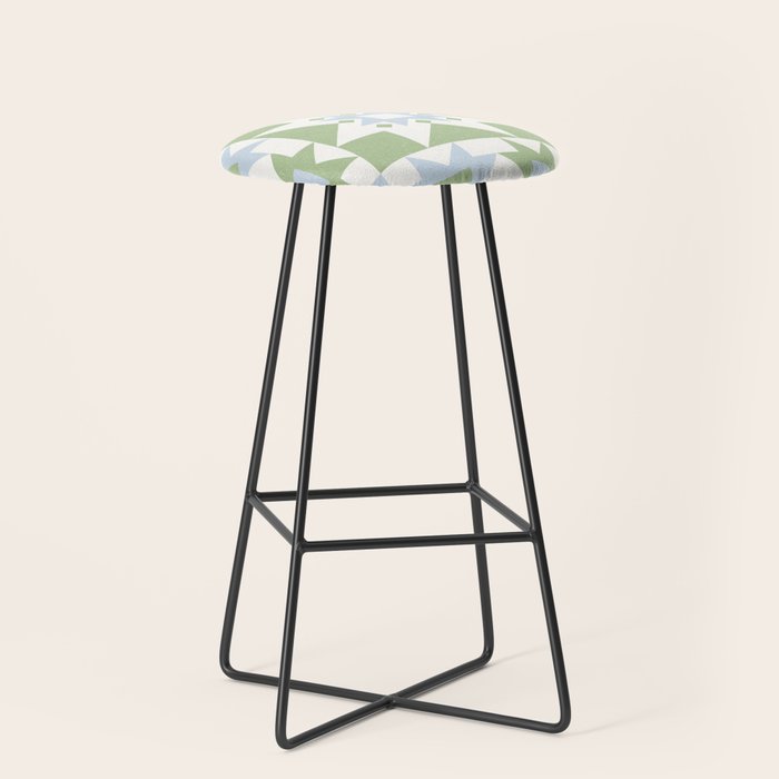 Quilt Shapes - Green and Blue Stool Gallery Image 1