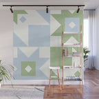 Quilt Shapes - Green and Blue Wall Mural Gallery Image 1