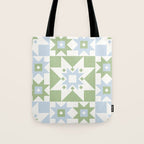 Quilt Shapes - Green and Blue Tote Bag Gallery Image 1