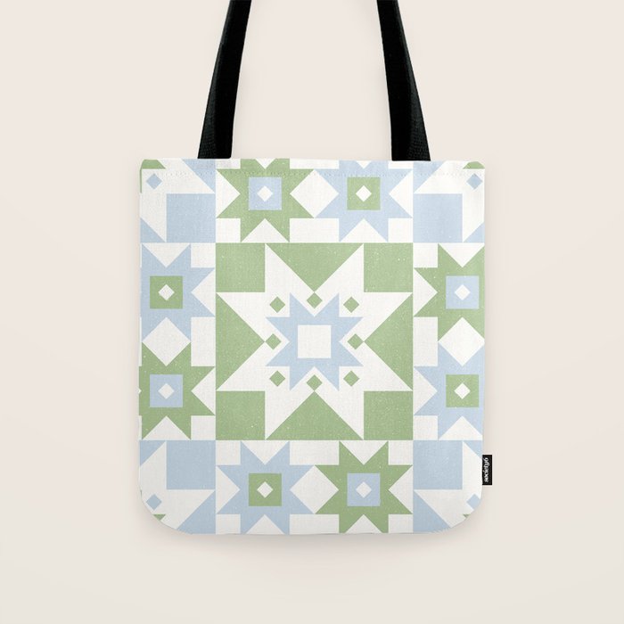 Quilt Shapes - Green and Blue Tote Bag Gallery Image 1