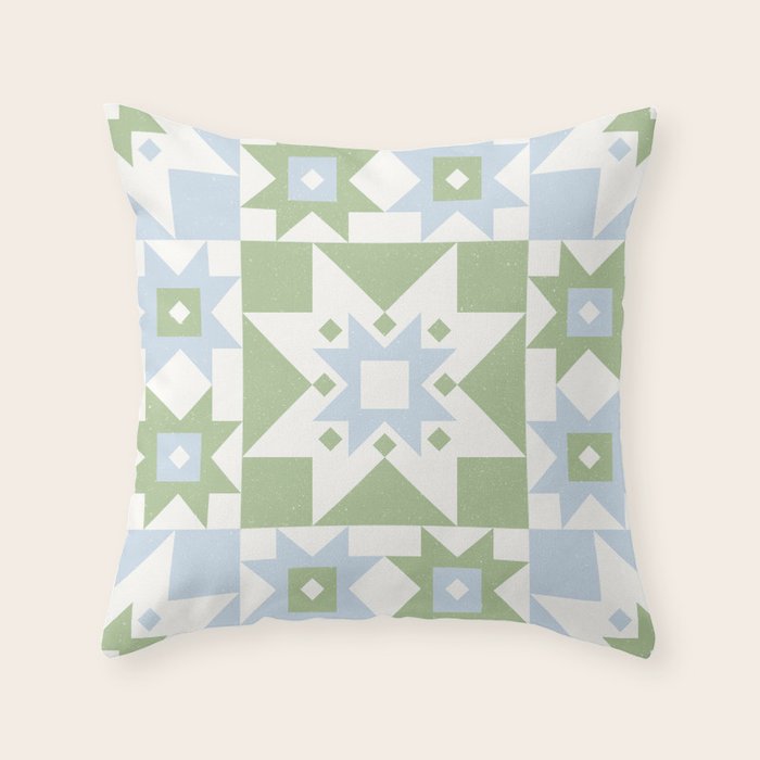 Quilt Shapes - Green and Blue Throw Pillow Gallery Image 6