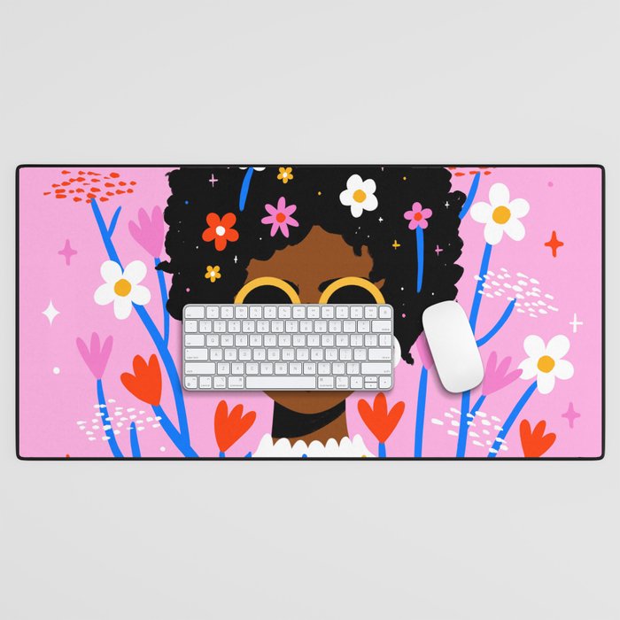 Bloom Where You Are Planted Pink Desk Mat Gallery Image 1
