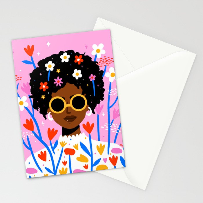 Bloom Where You Are Planted Pink Stationery Card Gallery Image 2