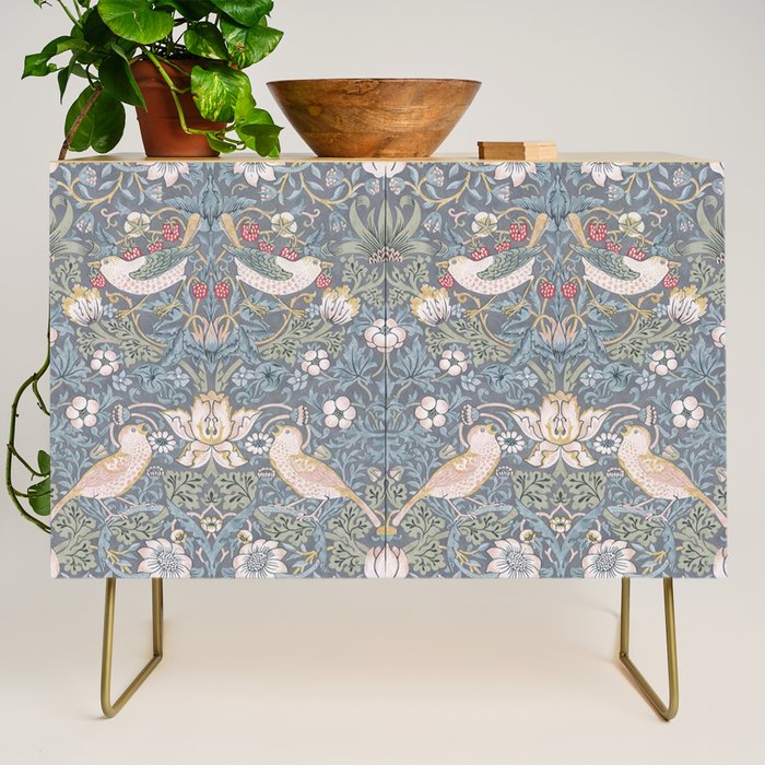 William Morris Strawberry Thief Slate Blue Vintage Pattern Credenza Gallery Image 1
