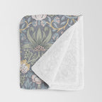 William Morris Strawberry Thief Slate Blue Vintage Pattern Throw Blanket Gallery Image 3