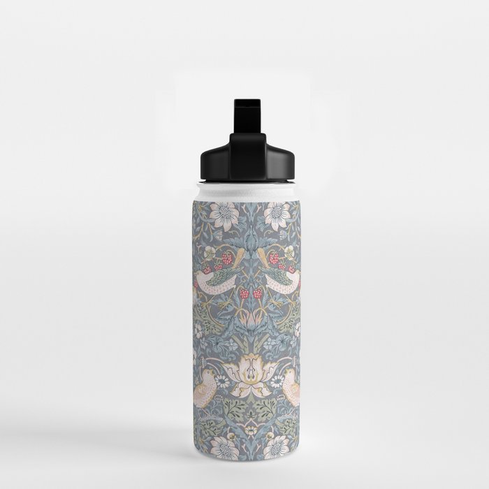 William Morris Strawberry Thief Slate Blue Vintage Pattern Water Bottle Gallery Image 2