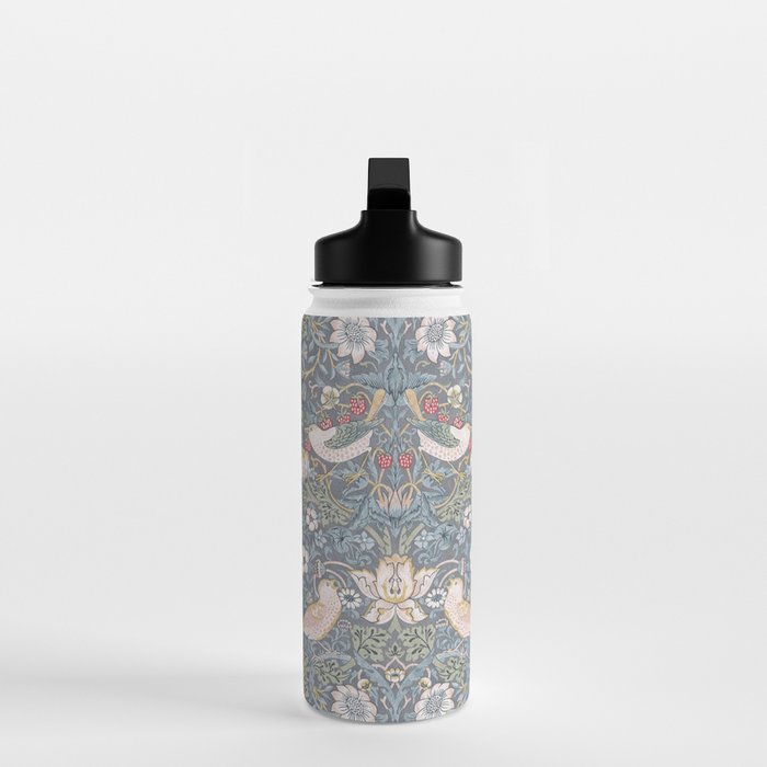 William Morris Strawberry Thief Slate Blue Vintage Pattern Water Bottle Gallery Image 3