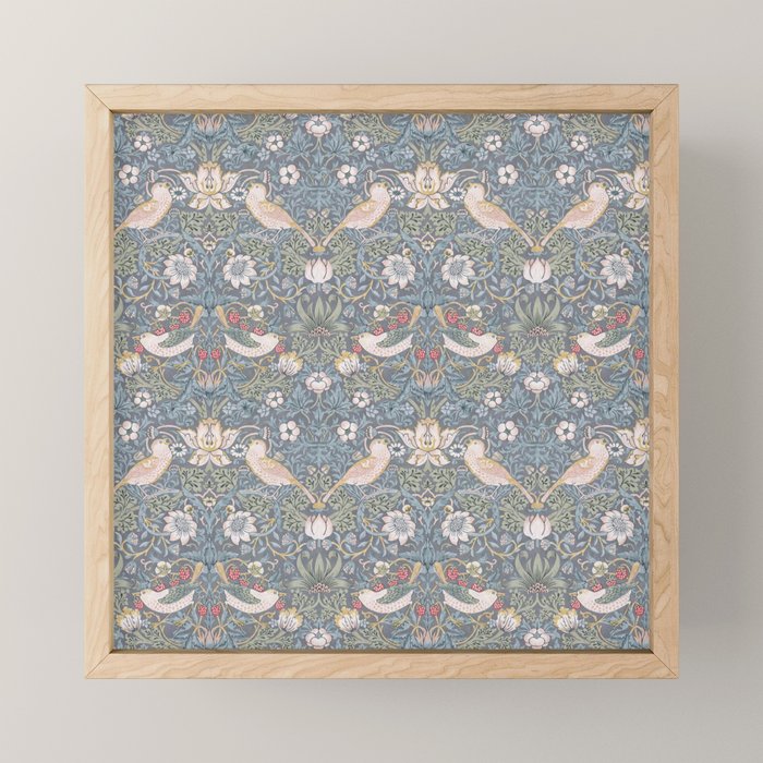 William Morris Strawberry Thief Slate Blue Vintage Pattern Mini Art Print Gallery Image 1