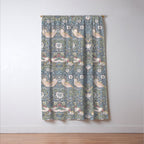William Morris Strawberry Thief Slate Blue Vintage Pattern Window Curtain Gallery Image 3
