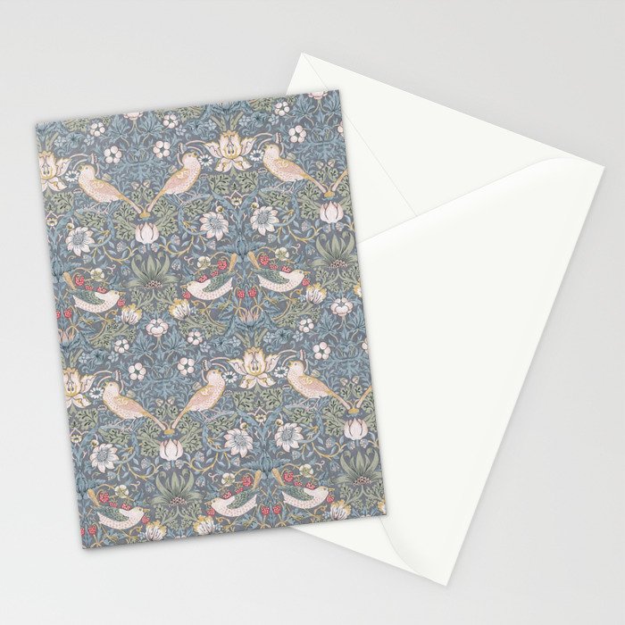 William Morris Strawberry Thief Slate Blue Vintage Pattern Stationery Card Gallery Image 2