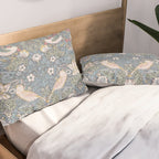 William Morris Strawberry Thief Slate Blue Vintage Pattern Pillow Sham Gallery Image 2