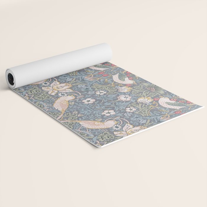William Morris Strawberry Thief Slate Blue Vintage Pattern Yoga Mat Gallery Image 2