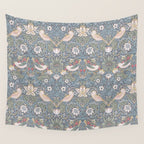 William Morris Strawberry Thief Slate Blue Vintage Pattern Wall Tapestry Gallery Image 4