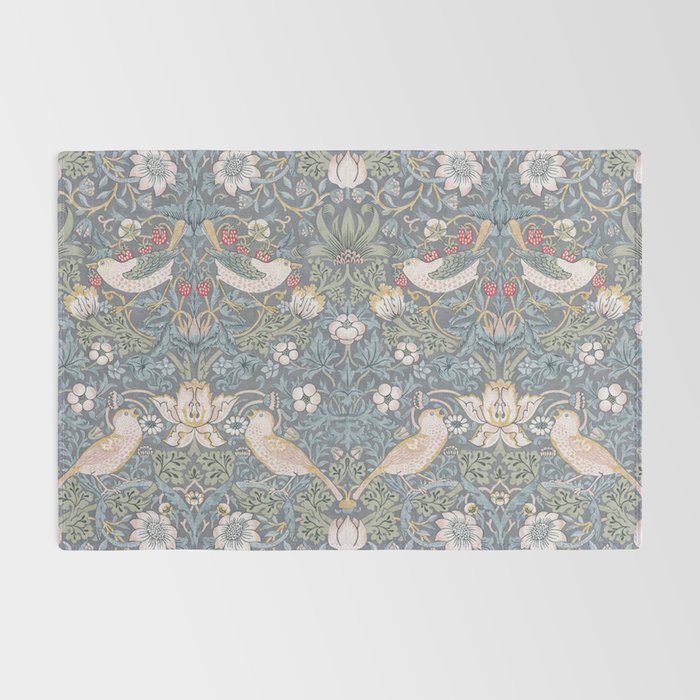 William Morris Strawberry Thief Slate Blue Vintage Pattern Rug Gallery Image 2